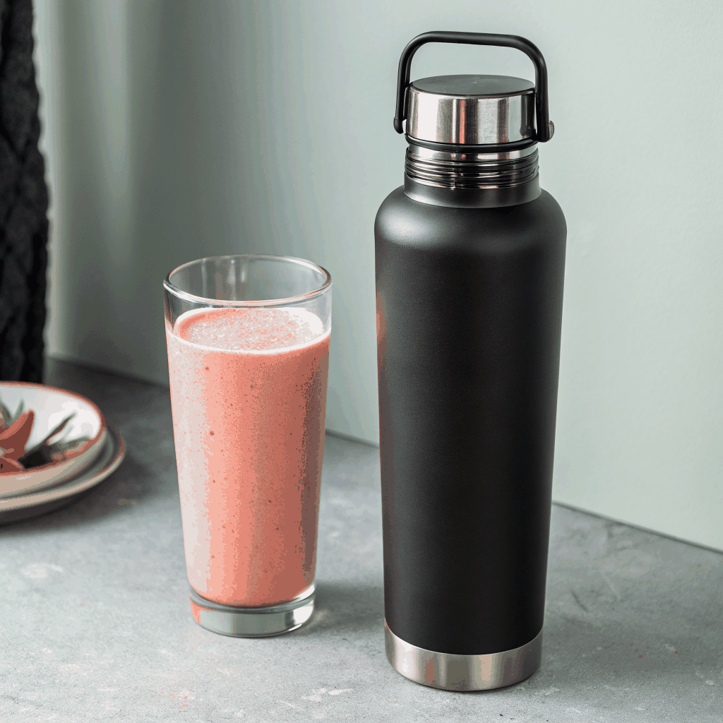 RISESTACK Matte Black Insulated Stainless Steel Shaker Bottle
